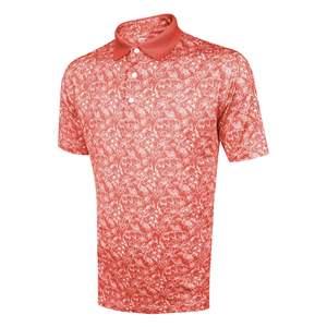 Chemises de golf décontractées pour hommes Handee CAM avec détails d'oiseaux/fleurs blancs imprimés par sublimation, tissu tricoté 100% polyester, séchage rapide - Product Image 1