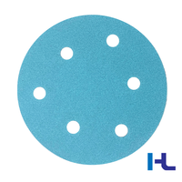 Disque abrasif en céramique OEM bleu 6 pouces 125 mm 150 mm 6 8 15 17 49 trous P150 P220 avec fixation Velcro pour automobile, travail du bois et peinture