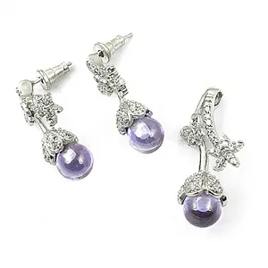 Boucles d'oreilles pendantes en imitation perle argentée pour femmes, design floral, romantiques, bijoux de mode pour mariage - Product Image 1