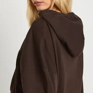 บริการ OEM ออกแบบโลโก้ตามสั่ง เสื้อฮู้ดดี้ผู้หญิงแขนยาวแบบมีซิป / ราคาขายส่ง 2026 สไตล์ลำลองและทันสมัย - Product Image 5