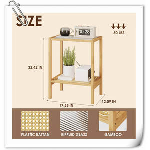 Mesita de noche de madera maciza de 17,55 "W industrial moderna antigua con almacenamiento para dormitorio o sala de estar para el hogar o el hotel - Product Image 1