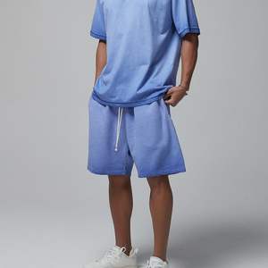 Logo personnalisé Short pour homme Délavé au soleil Lavage à l'acide Poids lourd 430gsm 100% coton Décontracté Streetwear Cordon Respirant Vintage - Product Image 2