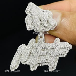 Pendentif personnalisé Moissanite VVS en argent sterling 925, pendentif Moissanite VVS glacé, pendentif lettre Moissanite VVS - Product Image 6