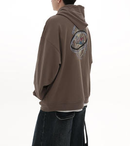 ผลิตชุดวอร์มฮู้ดดี้ผ้าเทอร์รี่คอตตอน 100% แบบสั่งทำพิเศษ ดีไซน์ปักลาย สีตัดกัน ระบายอากาศได้ดี สไตล์ลำลองสีดำ - Product Image 4