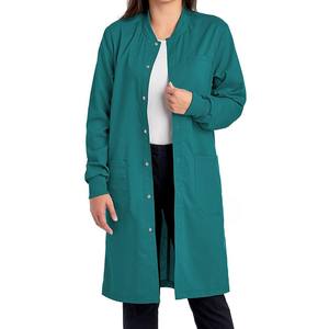 Bata de Laboratorio Médica para Mujer, de Alta Calidad, Transpirable, de Algodón, Poliéster y Spandex, con Múltiples Bolsillos Delanteros, Mangas Largas, OEM - Product Image 2