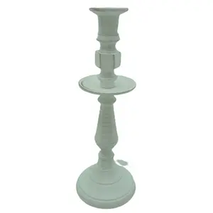 金属装饰铝蜡烛柱架一套3个白色洗涤烛台客厅装饰散装手工制作