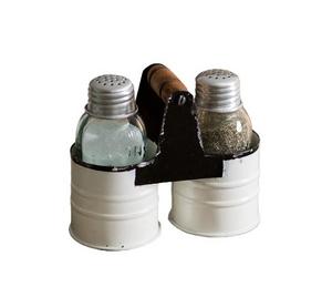 Excellente affaire 2023 Fresh Jar Salt and Pepper Caddy Set en métal galvanisé avec verre habituellement utilisé dans les maisons modernes - Product Image 2
