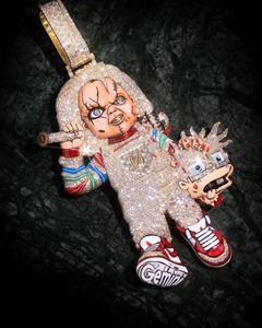 Tùy Chỉnh 3D Phim Hoạt Hình Liên Kết Chuỗi Mặt Dây Chuyền Iced Ra Phòng Thí Nghiệm Tạo Ra Kim Cương Mạ Vàng Với Tên Thư Cho Đảng Hip Hop Phong Cách - Product Image 3