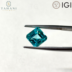 พลอยสังเคราะห์ AG Lab รูปทรง Asscher Octagon สีฟ้าพาราอิบาทองแดง YAG GARNET สำหรับทำเครื่องประดับ ได้รับการรับรองจาก IGI ขนาด 5x7 มม.-8x10 มม. - Product Image 5