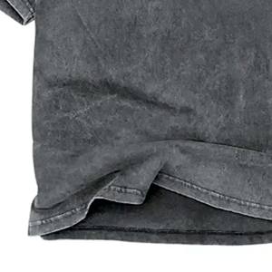 T-shirt Hip Hop surdimensionné de haute qualité pour hommes respirant 100% coton Vintage lavé noir couleur High Street Style - Product Image 3