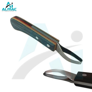 Cuchillo de pezuña superior ALMAC, cuchillo ovalado de bucle de herrero, cuchillo de pezuña de caballo, hoja de acero inoxidable, mango de madera de goma, cortador de pezuña de caballo de ganado - Product Image 5