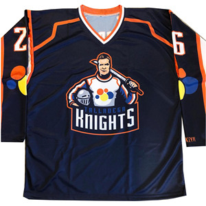 Jersey de hockey sobre hielo para jóvenes/adultos personalizable OEM con cuello en V de alta calidad, uniforme de sublimación transpirable con técnica de nombre de equipo - Product Image 6