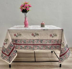 Mantel de Algodón Estampado a Mano: Rayas Florales, Lino Boho para Mesa de Comedor, Decoración Étnica para el Hogar al Mejor Precio - Product Image 3