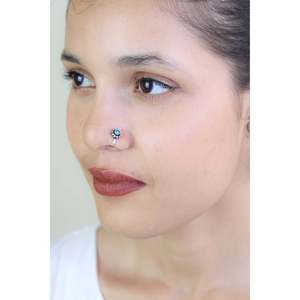 Boucles d'oreilles à clip Nazakat en argent 925 avec turquoise tibétaine ronde, style tibétain élégant pour femmes - Product Image 1