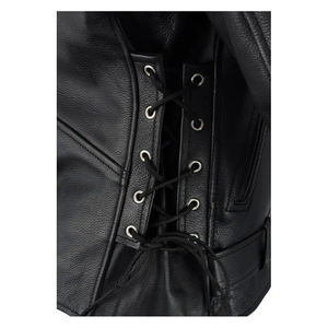 Chaqueta de moto Vintage de calidad superior para hombre, piel de bombardero de invierno con cuello redondo bordado, producto terminado - Product Image 3