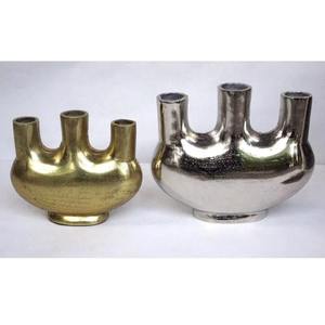 Jarrón de mesa moderno de alta calidad, jarrón de Metal de aluminio con acabado de latón y plata, mesa decorativa, decoración del hogar, artesanías de Metal elegantes - Product Image 1