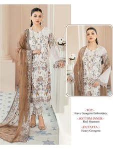 Georgette lourde avec broderie Costume Salwar pakistanais pour mariage et fête Salwar Kameez à vendre à l'exportation - Product Image 3