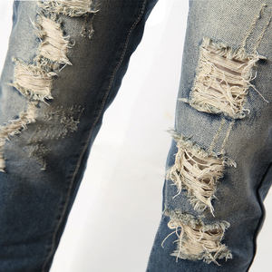 Pantalon en jean déchiré slim extensible sur mesure pour homme, streetwear, coton respirant, élasthanne, décontracté, uni, délavé - Product Image 6
