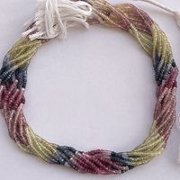 Perles Rondelles Facettées en Saphir Naturel Dégradé Jaune Rose Vert Bleu de 2mm 3mm 4mm Qualité AAA Inde Alibaba