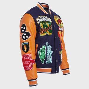 Blouson universitaire OEM haut de gamme en mélange de laine, col montant, logo personnalisé, écusson chenille, commande en gros pour équipes et marques - Product Image 3