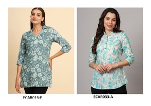 Elegante Floral Algodón Rayón Mini Kurti | Vestido tradicional indio para todas las estaciones, disponible a precio asequible en La India - Product Image 4
