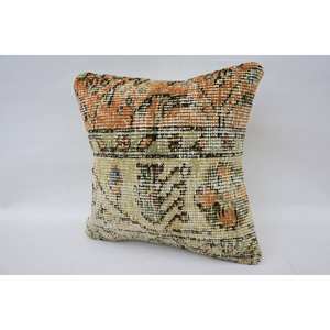 Luxury 12x12 Beige Kantha Patchwork Wool Pillow Woven <b>Vintage</b> Embroidered Print Pattern Fluffy <b>Bedding</b> for Sofa and Floor Use - Product Image 3