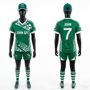 Uniforme de Fútbol Gaélico para Mujer, Tela de Poliéster GSM que Absorbe la Humedad, Paneles Laterales Geométricos Verdes y Blancos, Logotipo Sublimado - Product Image 1