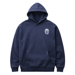 Mens <b>Navy</b> Blue Oversized <b>Hoodie</b> Pullover 50% Cotton 50% Polyester Drop Shoulder Streetwear Relaxed Fit Winter Sweatshirt - Product Image 1