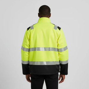 เสื้อแจ็คเก็ตนิรภัยแบบกันน้ำ ANSI Class 2 สะท้อนแสงสูง พร้อมแถบสะท้อนแสง LED ปรับแต่งโลโก้ได้ ผลิตจากโพลีเอสเตอร์ 100% สำหรับชุดทำงาน - Product Image 4