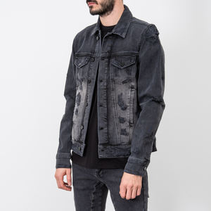 Veste en jean pour homme, taille plus, nouvelle collection automne-hiver, style américain simple, délavée à l'acide et au sel, 100% coton - Product Image 5
