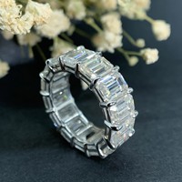 Bague de fiançailles et de mariage en argent 925 plaqué or avec diamant de laboratoire taille émeraude serti en canal, certificat IGI, pour femme - Munjani