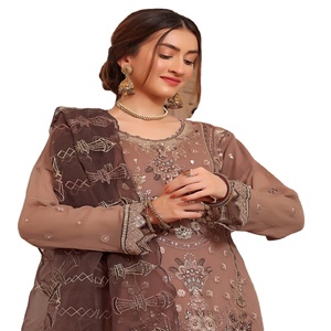 Bin Hameed 3 pièces en mousseline de soie costume de mariage et de fête pour femmes Style indien et pakistanais par volume Zabeen vente en gros - Product Image 1