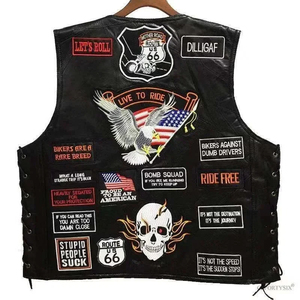 ¡Novedad de 2023! Chaleco de cuero para motocicleta para hombre, Chaleco Corto bordado sin mangas con una botonadura, chaqueta de motorista, chaleco Punk para hombre - Product Image 6
