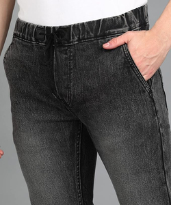 2024 New Fashion Men's Jeans Best Quality Slim Fit Solid <b>Black</b> Casual Wear Ripped Design Mid Waist Pocket Decoration Denim Print - Product Image 5