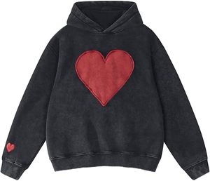 Sudaderas con Capucha Extra Grandes para Mujer con Parche de Corazón, Sudaderas de Felpa Vintage para Parejas, Sudaderas con Capucha para Mujer 2025 - Product Image 2