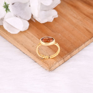 Vente en gros Bague en argent sterling 925 Pierre précieuse tourmaline jaune naturelle Plaqué or Vintage Bijoux de mariage Unisexe Fêtes Cadeaux - Product Image 4