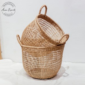 Panier de rangement tissé à la main avec deux poignées, organisateur élégant pour la lessive, les jouets, les plantes, le salon, la décoration de la maison - Product Image 1