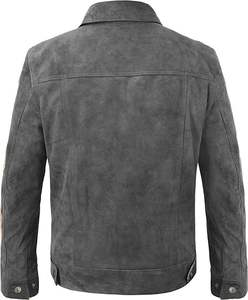 Veste de moto vintage en cuir suédé pour hommes, vêtements d'extérieur d'hiver en toile respirante - Product Image 5