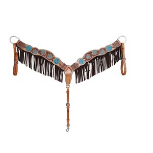 Meilleure vente ensemble de couvre-chef équestre en cuir de vache fleur usiné à la main équitation frange occidentale meilleur des exportateurs indiens - Product Image 2