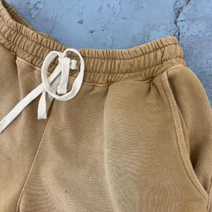 Nueva llegada cordón francés Terry 100% algodón sudor pantalones cortos personalizados para hombre Vintage ácido lavado pantalones cortos para hombres - Product Image 6