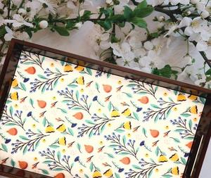 Bandeja de madera con esmalte de técnica de horno para ocasiones de fiesta La mejor bandeja de madera hecha a mano con estampado de flores - Product Image 4