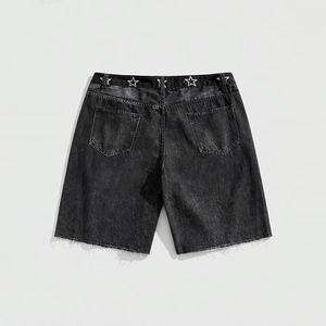 OEM ODM Short en jean pour hommes, respirant, style High Street, tendance estivale, avec strass, délavé au soleil - Product Image 2