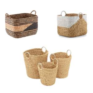 Cestas de Mimbre Certificadas para el Hogar, Cestas de Jacinto de Agua y Yute, Organizador de Despensa, Cesto de Lavandería, Todo para el Hogar - Product Image 1