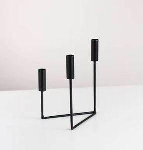 Bougeoir en métal unique en forme de W 3 bougies Base robuste faite à la main enduite de couleur noire parfaite pour les tailles personnalisées de l'église en Inde - Product Image 3