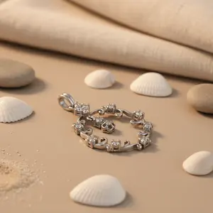 Pendentif en argent 925 avec zircone cubique pour femmes, fait à la main, motif de chiffres en or rose, plaqué rhodium, pendentifs de charme pour un usage quotidien - Product Image 2