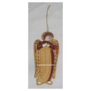 El mejor bordado de Zari con forma de ángulo hecho a mano indio único con adorno colgante de Navidad con cuentas y artículo para decoración del hogar - Product Image 1