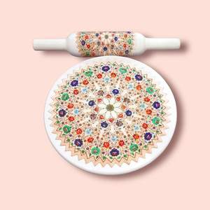 Juego de Rodillo de Madera Chakla Belan, Diseños Florales Ecológicos, Paquete Combinado de Rodillo, Herramienta para Estirar Masa de Chapati, Fabricante - Product Image 1