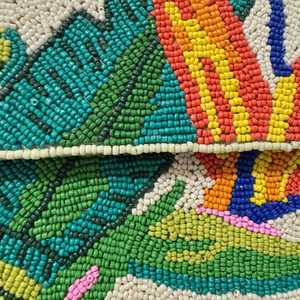 MS Handicraft Tropical Floral <b>Glass</b> Beaded Clutch Customized Shape & Color Mexican Fiesta Purse with Crossbody <b>Chain</b> - Product Image 2