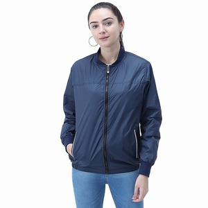 Chaqueta Bomber Casual de Invierno para Mujer, Manga Larga, Forro de Nailon Transpirable, Tela Estampada, Cierre de Cremallera, Algodón Teñido Liso - Product Image 1