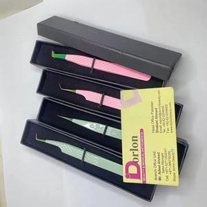 Pinzas de pestañas de 45 90 grados de acero inoxidable sostenible Pinzas de extensión de pestañas de volumen Boss con aislamiento puntiagudo recto - Product Image 3